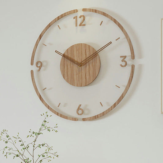 Nordic Silent Wall Decoration Clock Made of Real Wood, 35 cm