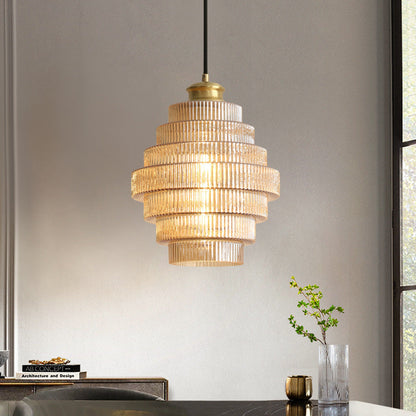 Glass and Brass Pendant Lamp in Bottle Shape