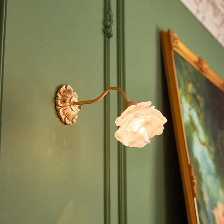 CopperBloom - Vintage Flower Glass Wall Lamp 