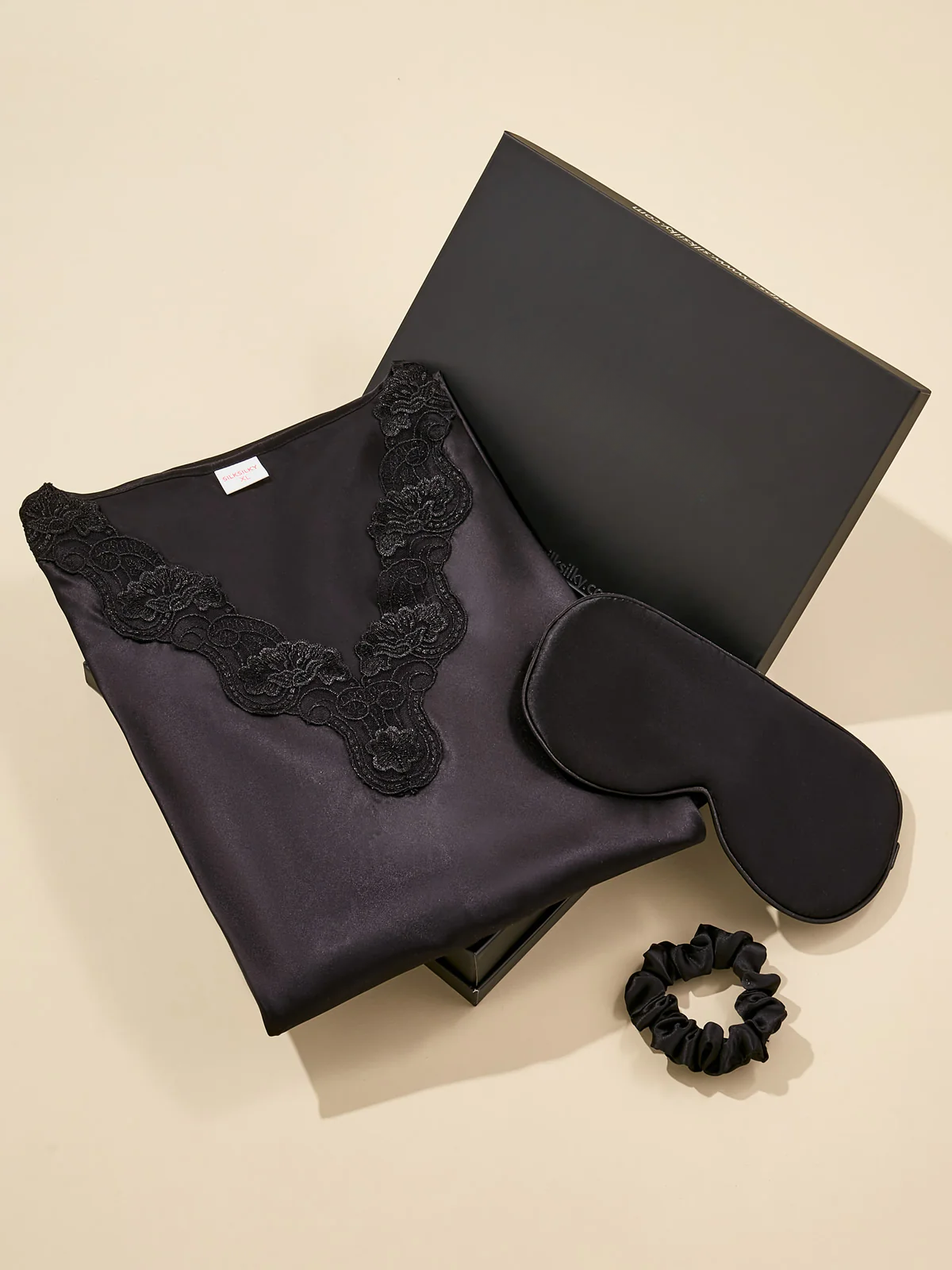 Lieselotte - Zijde Luxe Set – Verleidelijk Nachtjapon met Oogmasker en Scrunchie