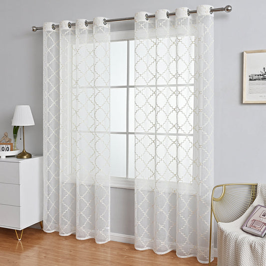 DiamondSheer - Transparent Voile with Wave Pattern