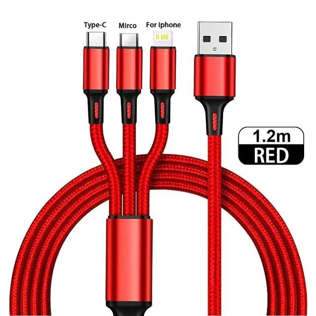 3-in-1 USB Kabel Type C – Universele Oplaad- en Gegevenskabel