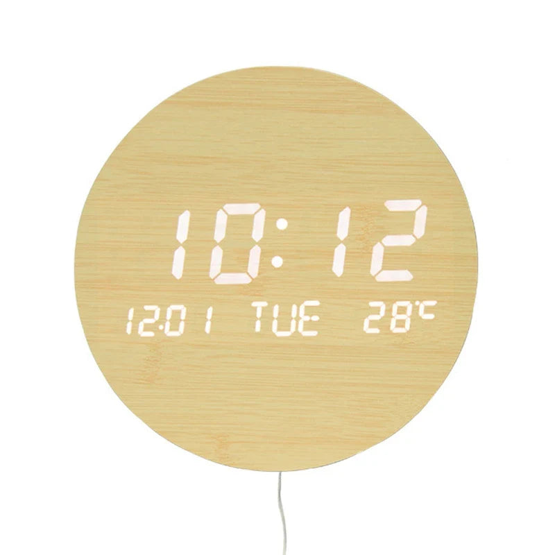 EcoChime – Houten Bureauklok met Alarm en LED-weergave