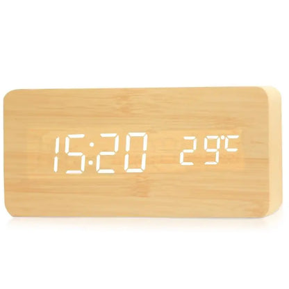 WoodTime – Digital Wooden Alarm Clock with LED Display