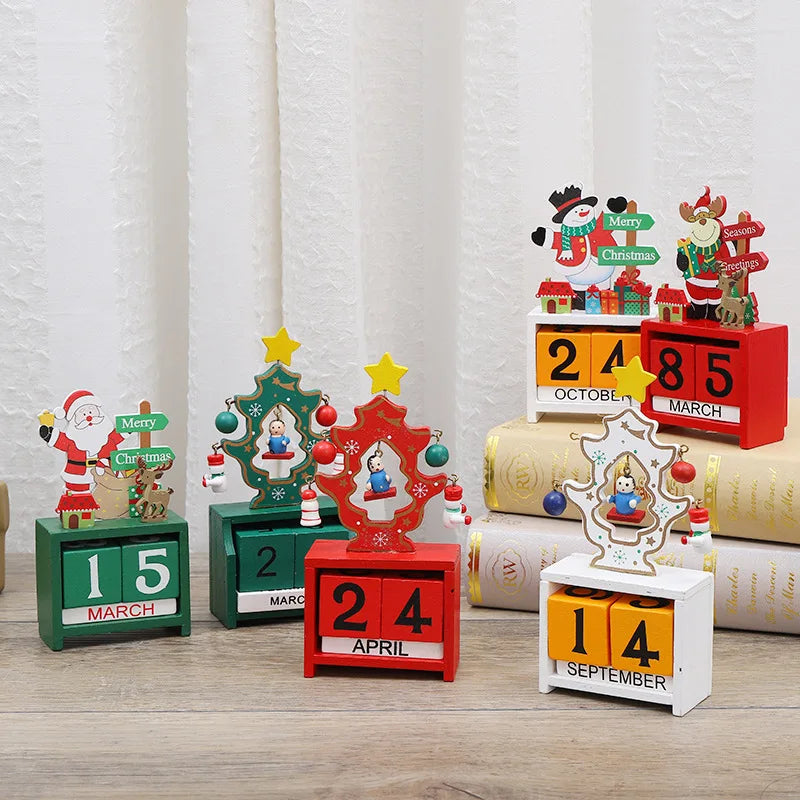 CalendrierJoyeux - Wooden Santa Christmas Tree for Decoration