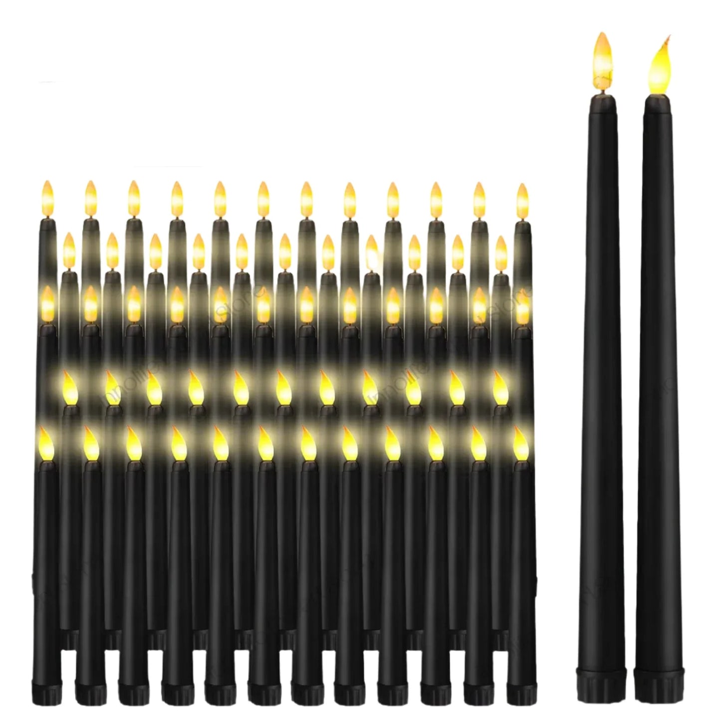 Shadowglow - Black LED Effilée Candles for Halloween and Weddings 