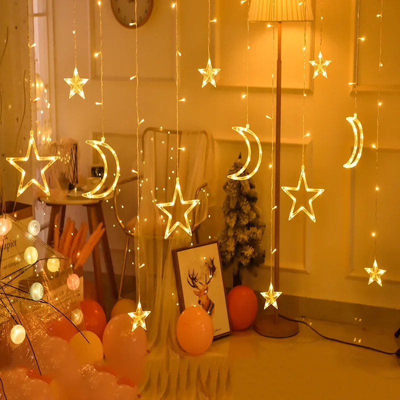 LumieresFestives - Star and Moon Shaped Garland