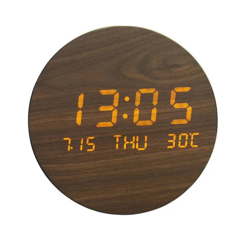 EcoChime – Houten Bureauklok met Alarm en LED-weergave