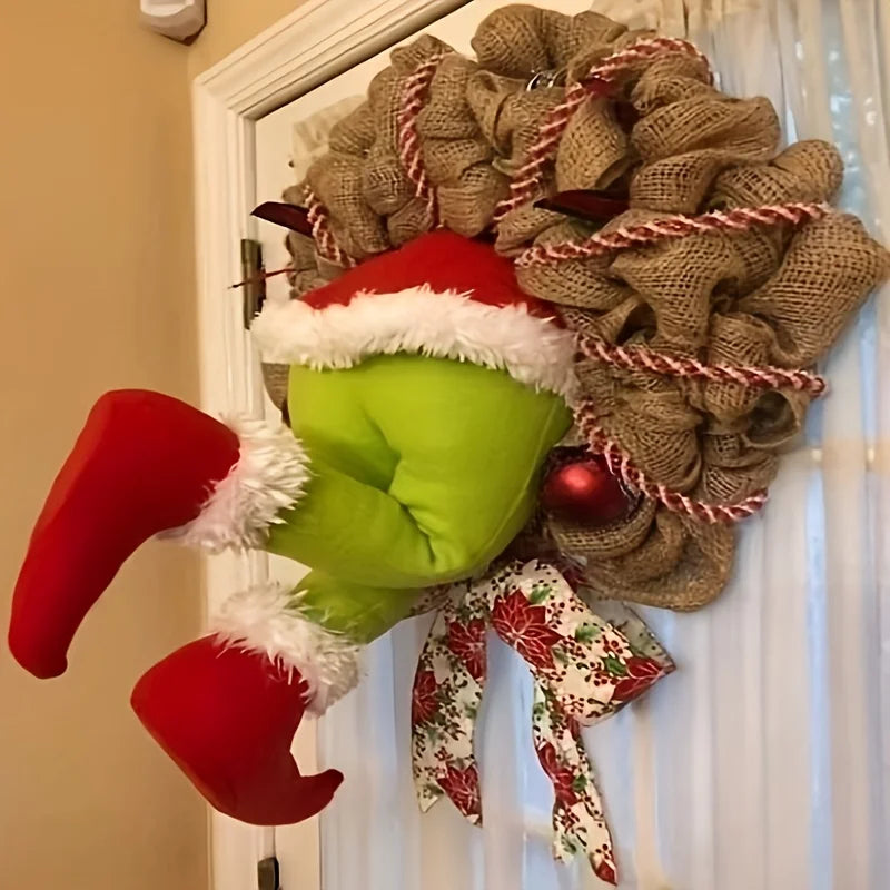 Elf Leg Wreath - Christmas Wreath with Rag Thumb Bones 