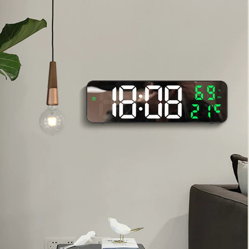 LumiTech - LED Digital Wall Clock with Temperature and Humidity Display