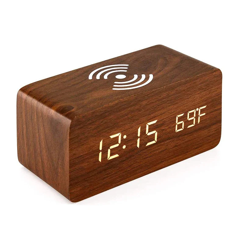 EcoTime – LED Houten Wekker met Temperatuurweergave