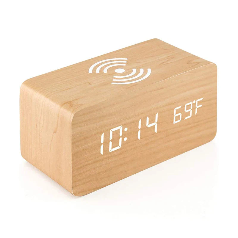 EcoTime – LED Houten Wekker met Temperatuurweergave