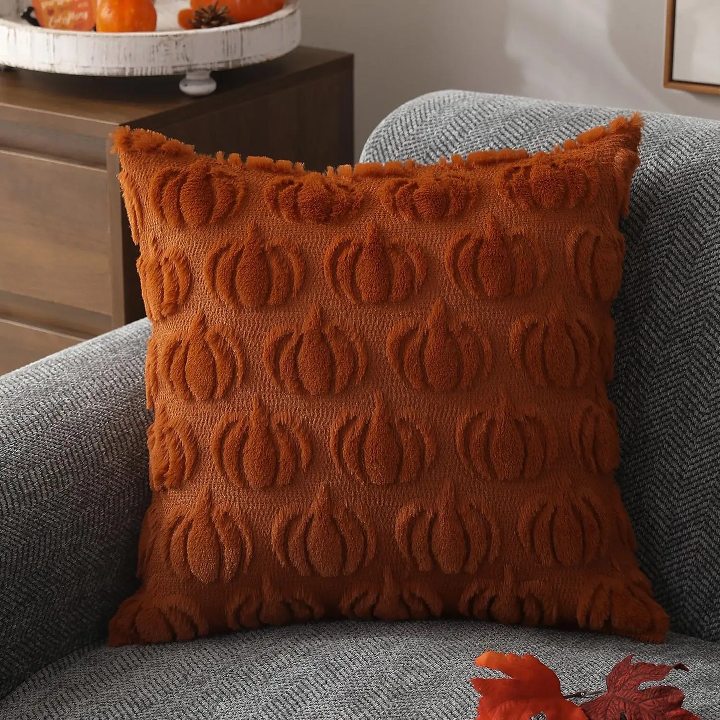 RusticCozy - Faux Fur Cushion Cover for Fall Decor 