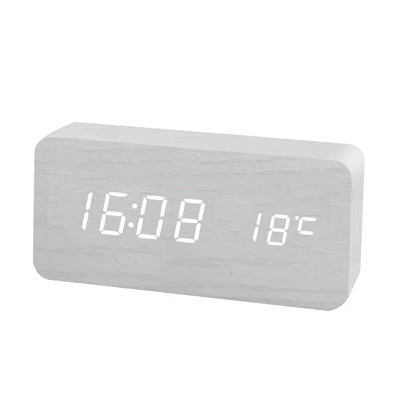 EcoTime – LED Houten Wekker met Temperatuurweergave