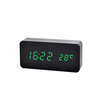 EcoTime – LED Houten Wekker met Temperatuurweergave