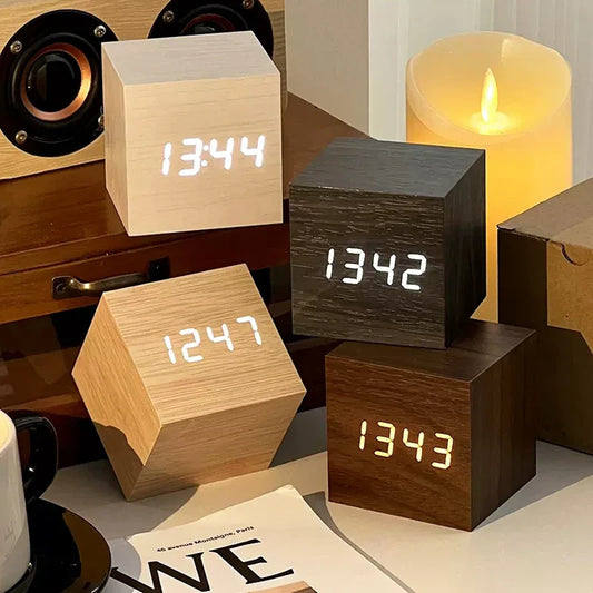 TempTune – LED Wooden Alarm Clock with Temperature Display