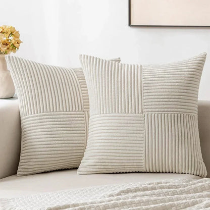 StripeCozy - Soft Corduroy Cushion Cover for Home Decor