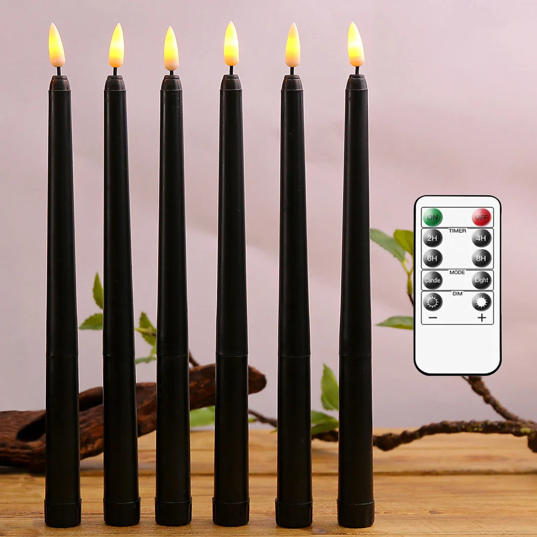 Nightfall - Black LED Candles with Remote Control for Halloween 