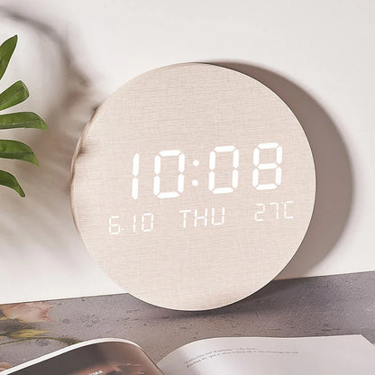 EcoChime – Wooden Desk Clock with Alarm and LED Display