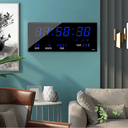 GlamourGlow - Modern LED Wall Clock Made of Plastic and Mirror Glass 