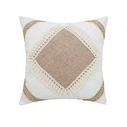 GeoBoho - Beige Cushion Cover with Geometric Pattern for Hu decoration