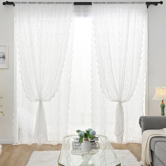 PerleLace - Transparent White Lace Curtain 