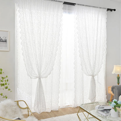 PerleLace - Transparent White Lace Curtain 