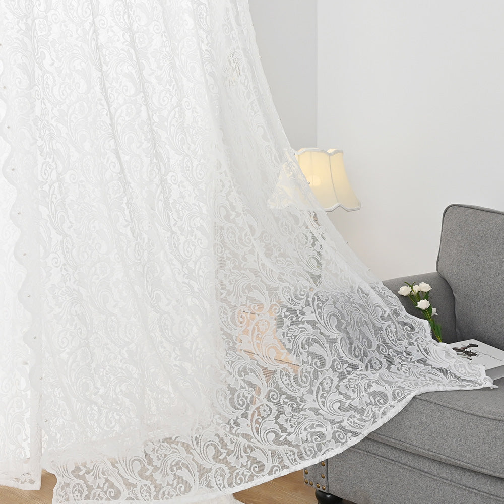 PerleLace - Transparent White Lace Curtain 