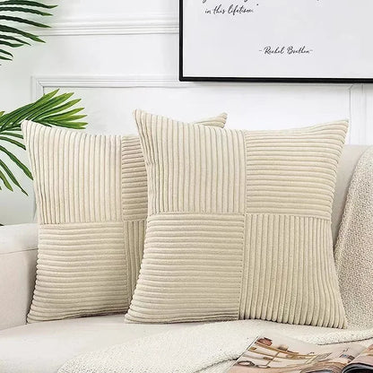 StripeCozy - Soft Corduroy Cushion Cover for Home Decor