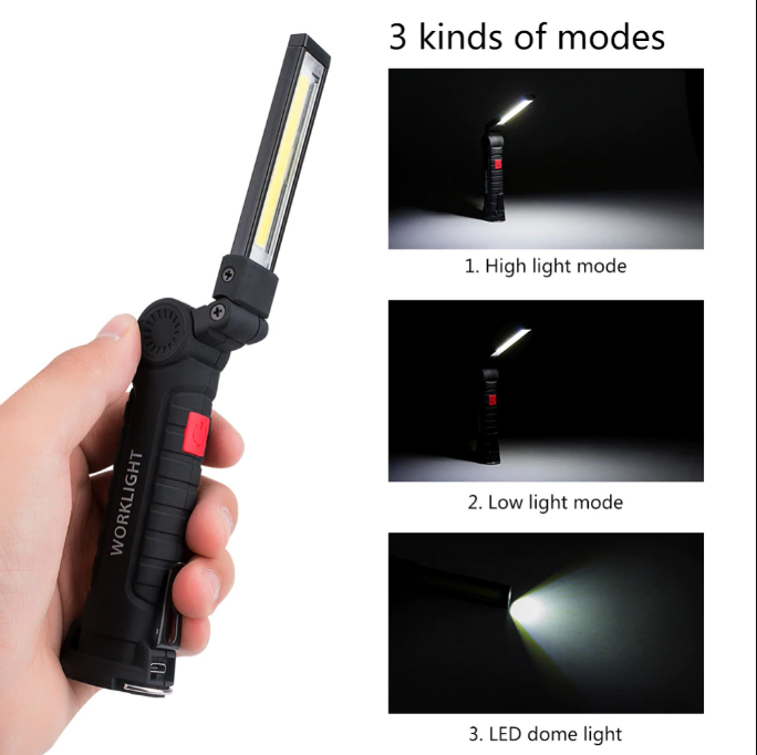 LUMIWORK - Portable LED Work Light with USB Charger | Magnetic Flashlight for Repair and Camping