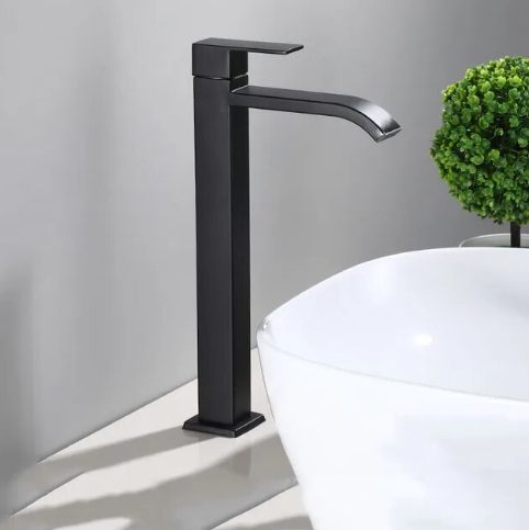 Black Cold Water Single Tap for Washbasin Mounting 