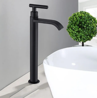 Black Cold Water Single Tap for Washbasin Mounting 