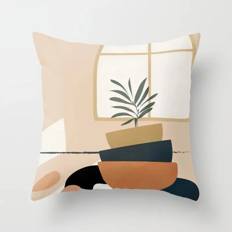 GreenLeaf - Cushion cover with plant motif for Hu decoration 