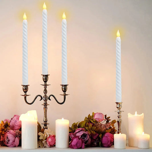 Candlestick 3D - Long LED Candles with 3D Wick for Christmas