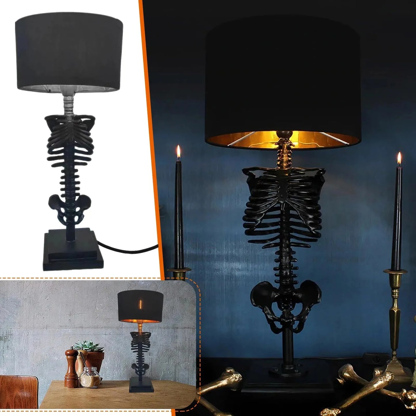 Gothic Skeleton Table Lamp 