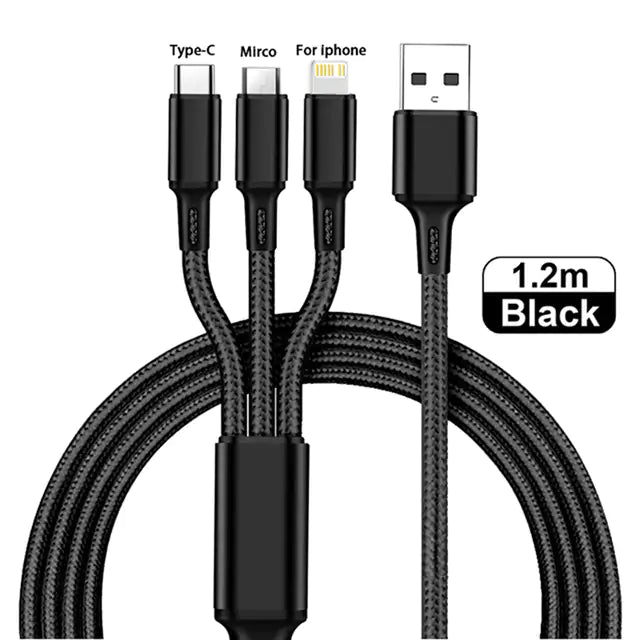 3-in-1 USB Cable Type C – Universal Charging and Data Cable