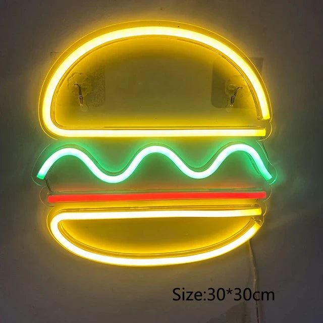 QuickBite - Fast Food Neon Sign Night Light 