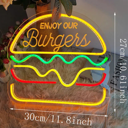 QuickBite - Fastfood Neon Bord Nachtlamp