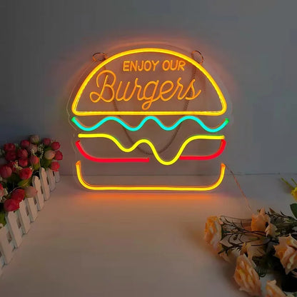 QuickBite - Fast Food Neon Sign Night Light 