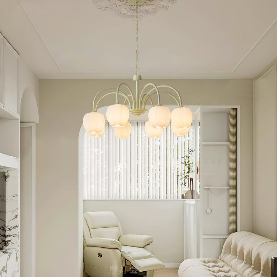 Tulip – Elegant Matcha Chandelier