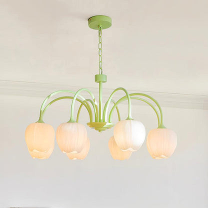 Tulip – Elegant Matcha Chandelier