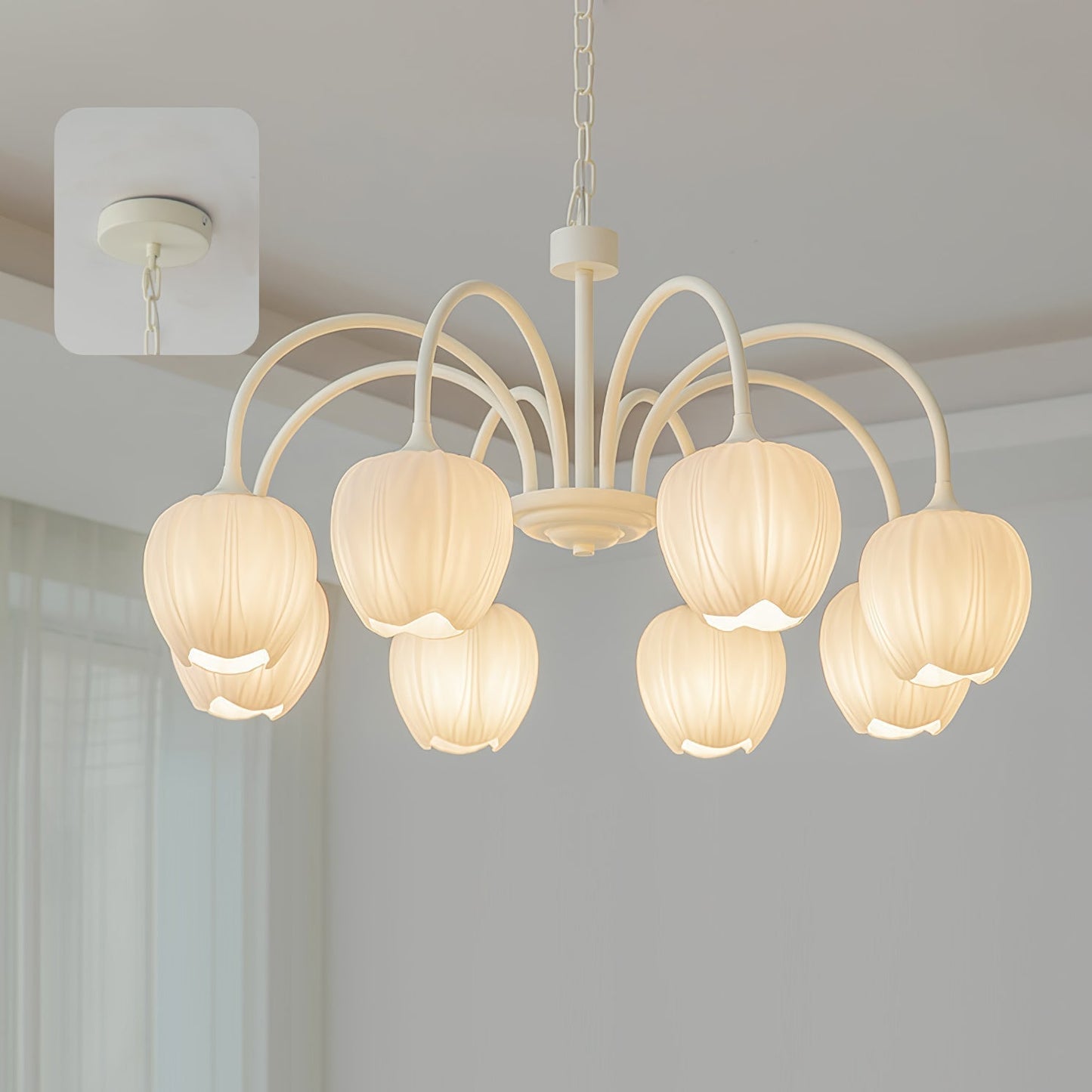 Tulip – Elegant Matcha Chandelier