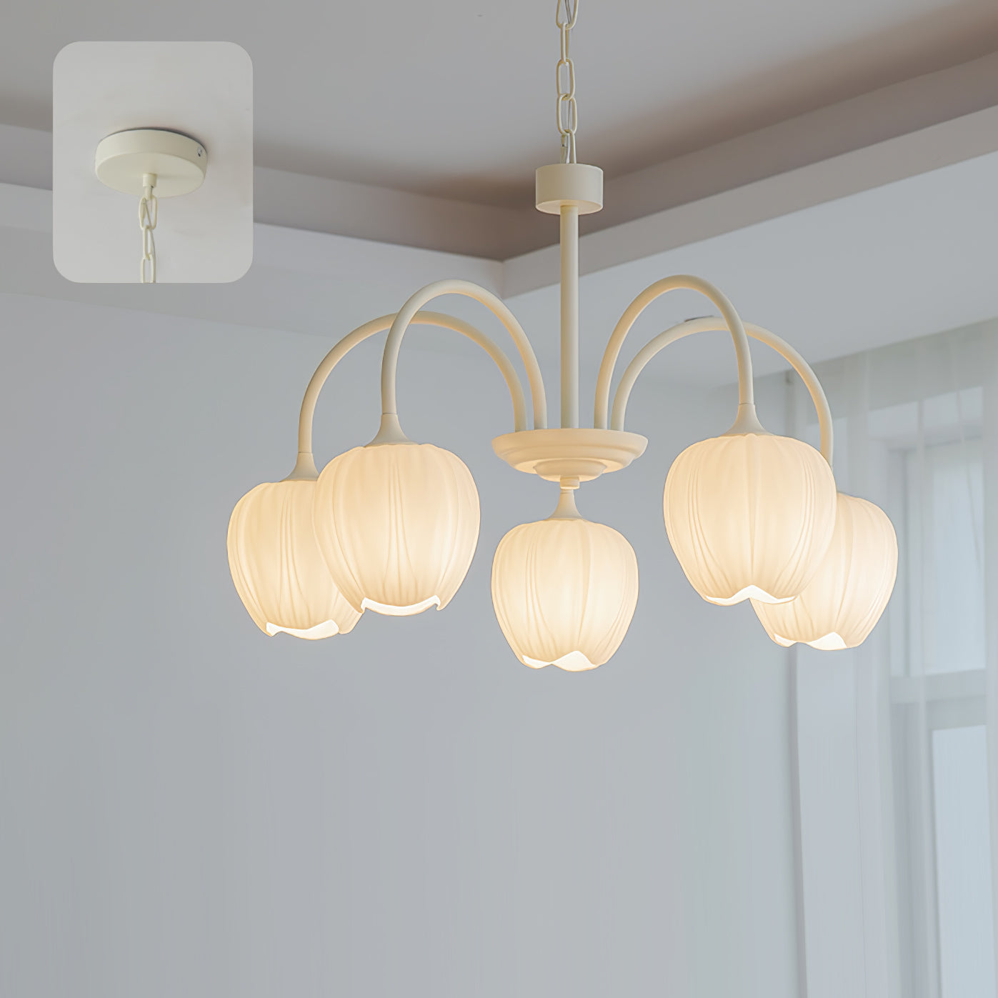 Tulip – Elegant Matcha Chandelier