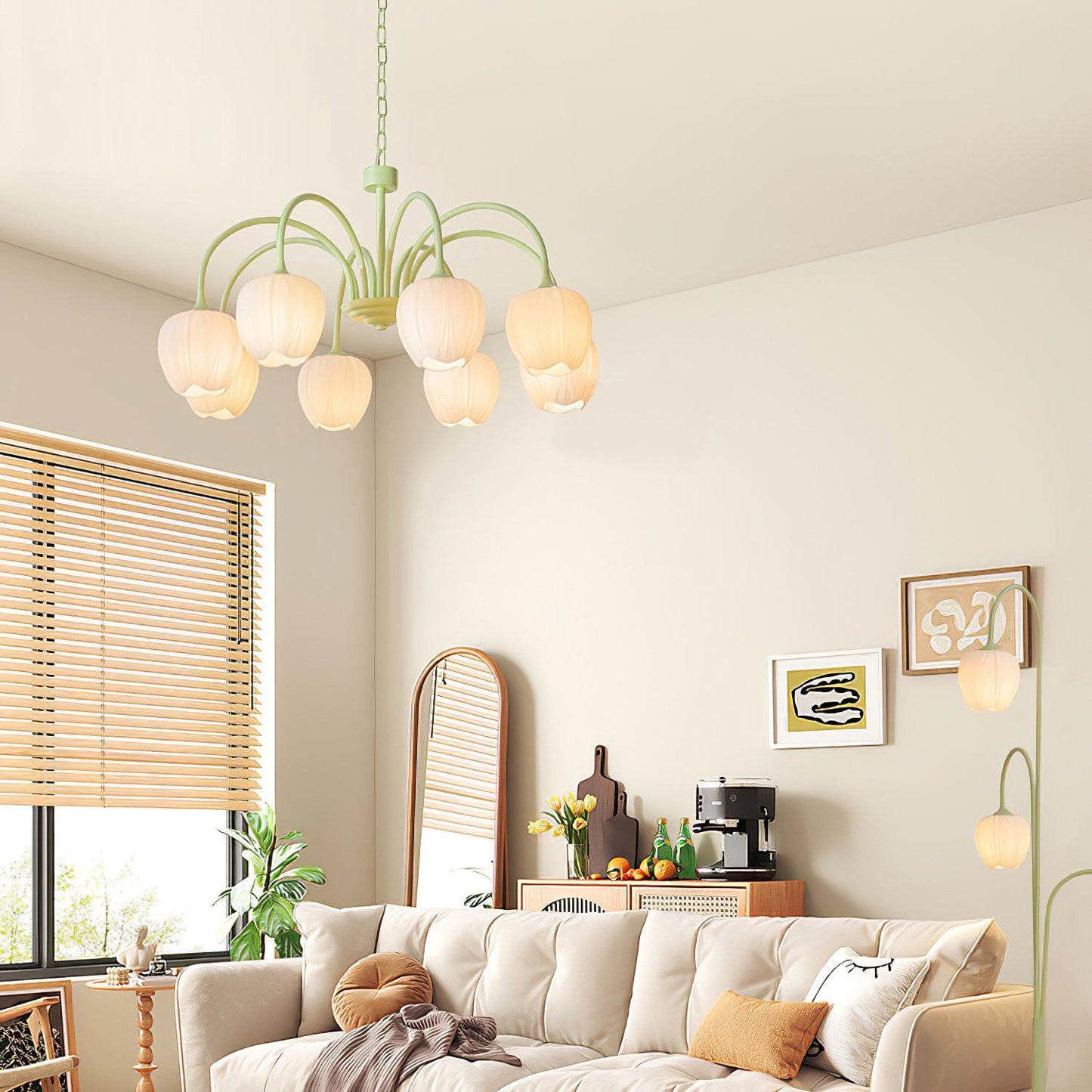 Tulip – Elegant Matcha Chandelier