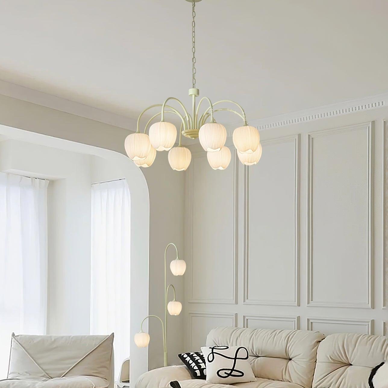 Tulip – Elegant Matcha Chandelier