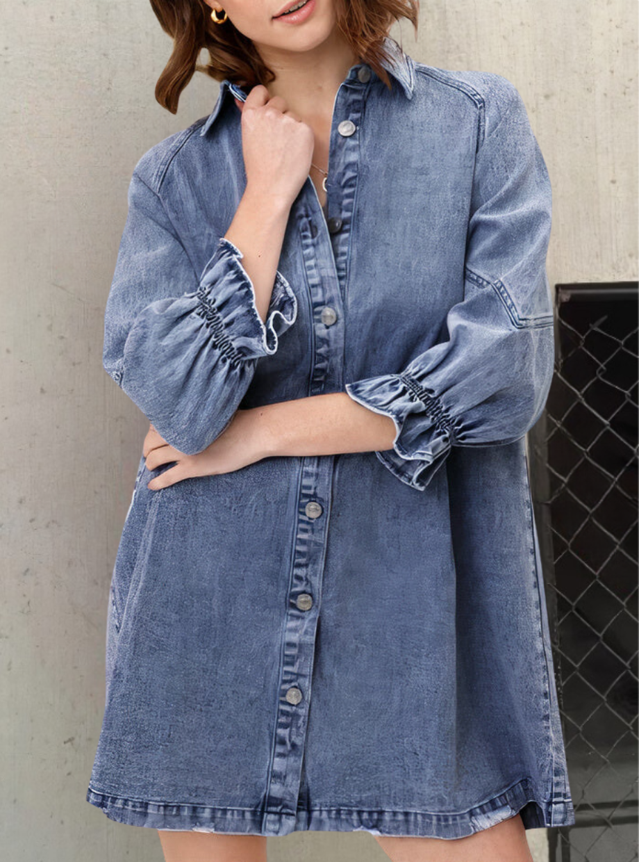 Urban Chic - Denim jurk met lange mouwen | Stijlvol en Comfortabel