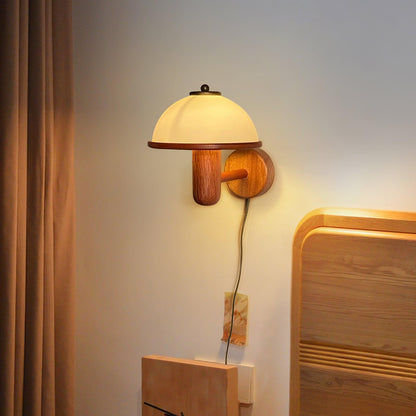 Mushroom Glow - Wooden mushroom wall lamp 