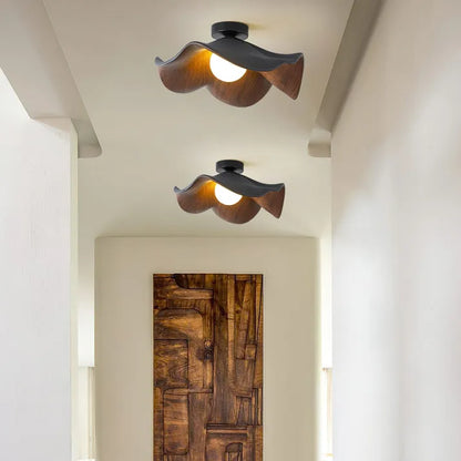 Nordic – Wooden and Resin Lotus Ceiling Lamp 