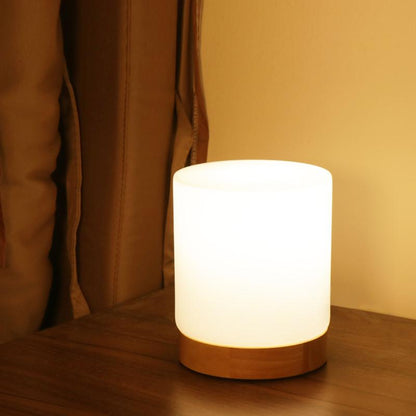 LumiGlow - Mini Glass Cylinder Table Lamps with Touch-Open Function for 360-Degree Lighting for Reading and Nighttime 