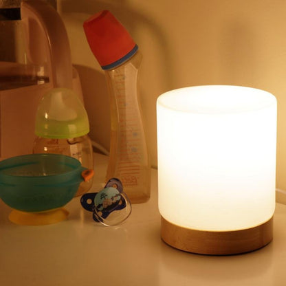 LumiGlow - Mini Glass Cylinder Table Lamps with Touch-Open Function for 360-Degree Lighting for Reading and Nighttime 